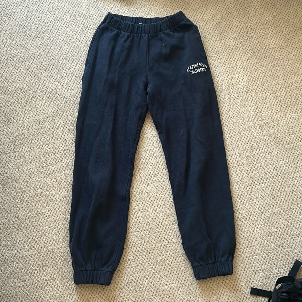 navy blue newport beach ribbed sweatpants